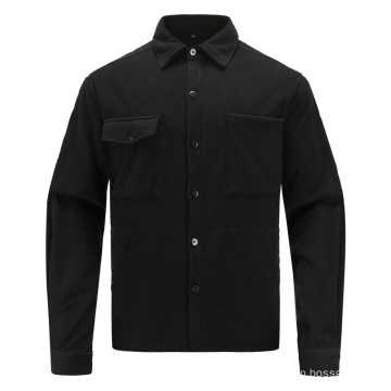 Men's recyclable eco shirt jackets with large pockets simple black shirts